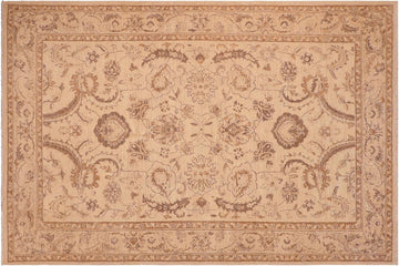 handmade Traditional Kafkaz Chobi Ziegler Tan Brown Hand Knotted RECTANGLE 100% WOOL area rug 6 x 9